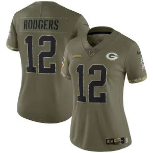 Impressive Aaron Rodgers Green Bay Packers Nike Women's 2022 Salute To Service Limited Jersey   Olive a must have addition to your collection