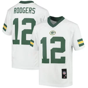 Unique Aaron Rodgers Green Bay Packers Youth Replica Player Jersey   White perfect for game day celebrations