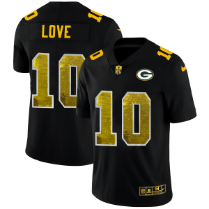 Gorgeous Green Bay Packers #10 Jordan Love Men's Black Golden Sequin Vapor Limited NFL Jersey to showcase your team pride
