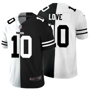 Amazing Green Bay Packers #10 Jordan Love Men's Black V White Peace Split Vapor Untouchable Limited NFL Jersey for ultimate sports enthusiasts
