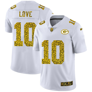 Fantastic Green Bay Packers #10 Jordan Love Men's Flocked Leopard Print Vapor Limited NFL Jersey White to stand out at the stadium