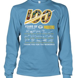 Terrific Green Bay Packers 100 Seasons Memories Long Sleeve T Shirt Light Blue perfect for game day celebrations