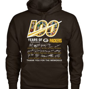 Terrific Green Bay Packers 100 Seasons Memories Pullover Hoodie Brown for die hard Packers fans