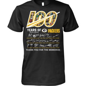 Terrific Green Bay Packers 100 Seasons Memories T Shirt Black for ultimate sports enthusiasts