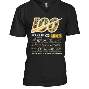 Terrific Green Bay Packers 100 Seasons Memories Women's V Neck T Shirt Black a must have addition to your collection