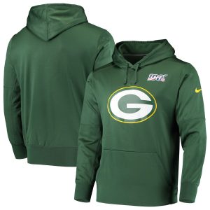 Outstanding Green Bay Packers  100th Season Primary Logo Circuit Performance Pullover Hoodie Green a must have addition to your collection