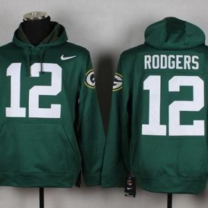 Terrific Green Bay Packers #12 Aaron Rodgers Green Pullover NFL Hoodie a must have addition to your collection