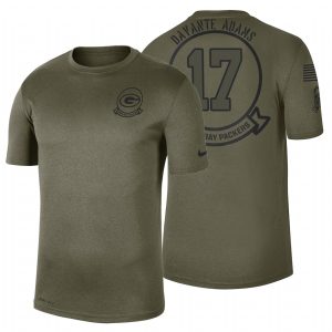 Terrific Green Bay Packers #17 Davante Adams Olive 2019 Salute To Service Sideline NFL T Shirt for die hard Packers fans