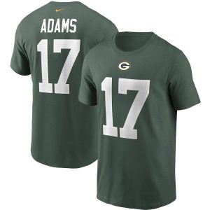 Terrific Green Bay Packers #17 Davante Adams  Team Player Name & Number T Shirt Green a must have addition to your collection