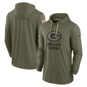 Outstanding Green Bay Packers  2022 Salute to Service Tonal Pullover Hoodie   Olive to showcase your team pride