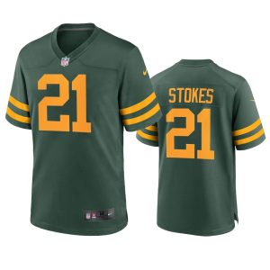 Amazing Green Bay Packers #21 Eric Stokes Men's Alternate Game Player NFL Jersey   Green to showcase your team pride