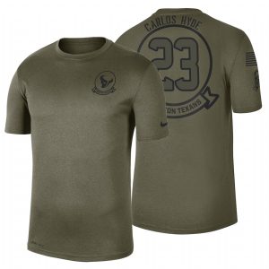 Unique Green Bay Packers #23 Carlos Hyde Olive 2019 Salute To Service Sideline NFL T Shirt for die hard Packers fans