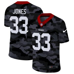 Stunning Green Bay Packers #33 Aaron Jones Men's 2020 Black CAMO Vapor Untouchable Limited Stitched NFL Jersey a must have addition to your collection