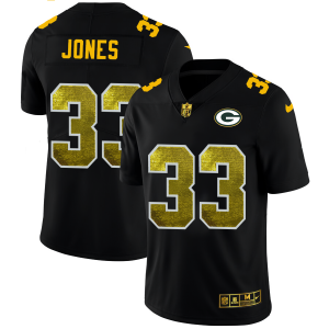 Fantastic Green Bay Packers #33 Aaron Jones Men's Black Golden Sequin Vapor Limited NFL Jersey to showcase your team pride