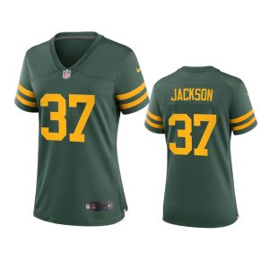 Unique Green Bay Packers #37 Josh Jackson Women's Alternate Game Player NFL Jersey   Green to showcase your team pride
