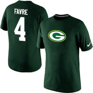 Terrific Green Bay Packers #4 Brett Favre Name & Number NFL T Shirt Green for die hard Packers fans