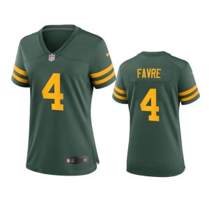Terrific Green Bay Packers #4 Brett Favre Women's Alternate Game Player NFL Jersey   Green for die hard Packers fans