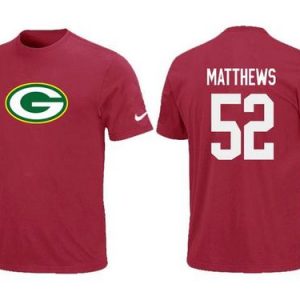 Fantastic Green Bay Packers #52 Clay Matthews Name & Number NFL T Shirt Red for ultimate sports enthusiasts