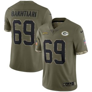 Unique Green Bay Packers #69 David Bakhtiari Men's 2022 Salute To Service Limited Jersey   Olive to stand out at the stadium