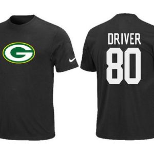 Amazing Green Bay Packers #80 Donald Driver Name & Number NFL T Shirt Black a must have addition to your collection