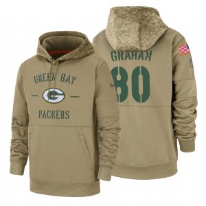 Impressive Green Bay Packers #80 Jimmy Graham  Tan 2019 Salute To Service Name & Number Sideline Therma Pullover Hoodie for die hard Packers fans