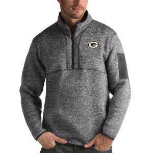 Gorgeous Green Bay Packers Antigua Fortune Quarter Zip Pullover Jacket Charcoal to stand out at the stadium