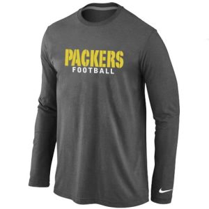 Stunning Green Bay Packers Authentic Font Long Sleeve T Shirt Dark Grey for ultimate sports enthusiasts