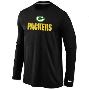 Stunning Green Bay Packers Authentic Logo Long Sleeve NFL T Shirt Black for ultimate sports enthusiasts