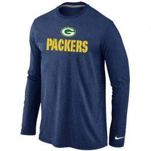 Amazing Green Bay Packers Authentic Logo Long Sleeve NFL T Shirt Dark Blue to showcase your team pride