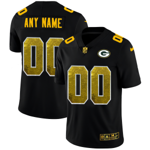 Unique Green Bay Packers Custom Men's Black  Golden Sequin Vapor Limited NFL Jersey perfect for game day celebrations