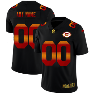 Stunning Green Bay Packers Custom Men's Black  Red Orange Stripe Vapor Limited NFL Jersey perfect for game day celebrations