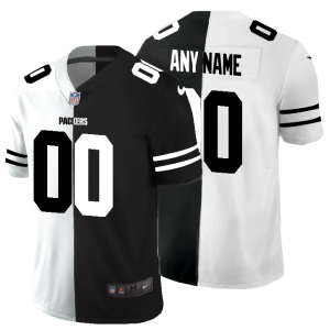 Terrific Green Bay Packers Custom Men's Black V White Peace Split  Vapor Untouchable Limited NFL Jersey a must have addition to your collection
