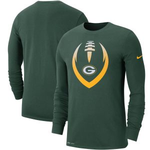 Fantastic Green Bay Packers  Fan Gear Modern Icon Performance Long Sleeve T Shirt Green to showcase your team pride
