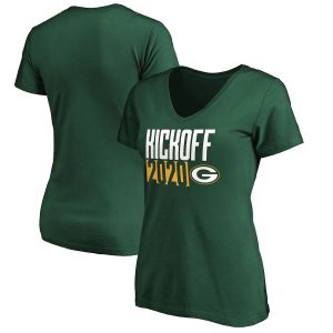 Amazing Green Bay Packers Fanatics Branded Women's Kickoff 2020 V Neck T Shirt Green perfect for game day celebrations