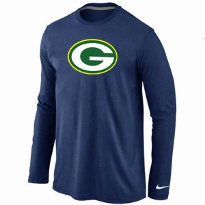 Fantastic Green Bay Packers Logo Long Sleeve T Shirt Dark Blue for die hard Packers fans