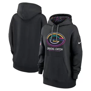 Gorgeous Green Bay Packers Nike Women's 2024 NFL Crucial Catch Club Pullover Hoodie   Black perfect for game day celebrations