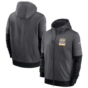 Terrific Green Bay Packers  Sideline Impact Lockup Performance Full Zip Hoodie Charcoal to showcase your team pride