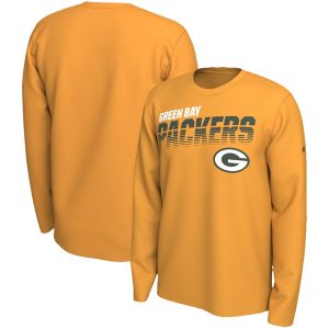 Unique Green Bay Packers  Sideline Line of Scrimmage Legend Performance Long Sleeve T Shirt Gold a must have addition to your collection