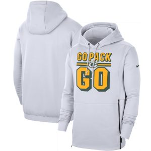Gorgeous Green Bay Packers  Sideline Local Performance Pullover Hoodie White for die hard Packers fans
