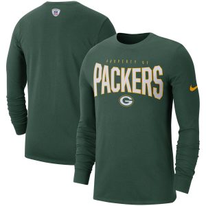 Amazing Green Bay Packers  Sideline Property Of Performance Long Sleeve T Shirt Green a must have addition to your collection