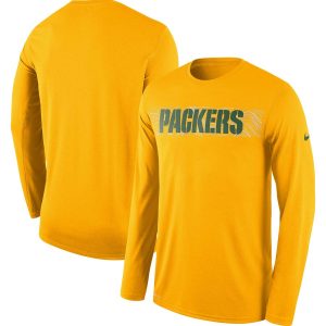 Impressive Green Bay Packers  Sideline Seismic Legend Long Sleeve T Shirt Gold to showcase your team pride