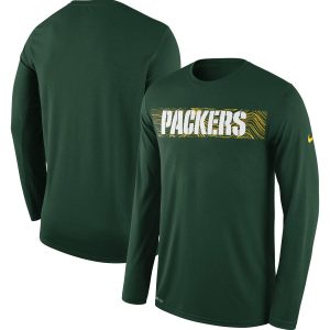 Gorgeous Green Bay Packers  Sideline Seismic Legend Long Sleeve T Shirt Green for ultimate sports enthusiasts
