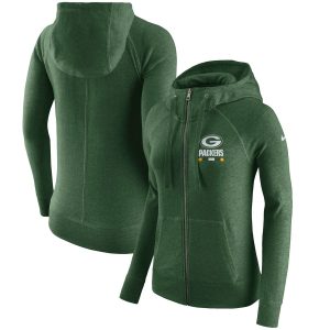 Amazing Green Bay Packers  Women's Gym Vintage Full Zip Hoodie Green for ultimate sports enthusiasts