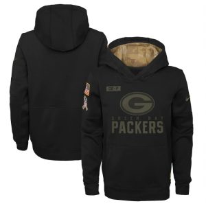 Unique Green Bay Packers  Youth 2020 Salute to Service Pullover Performance Hoodie Black for ultimate sports enthusiasts