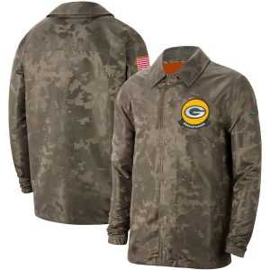 Impressive Men's Green Bay Packers Camo 2019 Salute to Service Sideline Full Zip Lightweight Jacket to stand out at the stadium