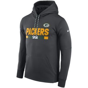 Amazing Men's Green Bay Packers  Charcoal Sideline ThermaFit Performance PO Hoodie to stand out at the stadium