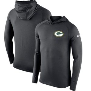 Unique Men's Green Bay Packers  Charcoal Stadium Touch Hooded Performance Long Sleeve T Shirt for die hard Packers fans