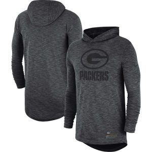Impressive Men's Green Bay Packers  Heathered Charcoal Fan Gear Tonal Slub Hooded Long Sleeve T Shirt a must have addition to your collection