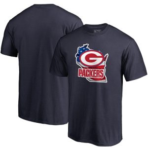 Stunning Men's Green Bay Packers NFL Pro Line by Fanatics Branded Navy Banner State T Shirt for ultimate sports enthusiasts