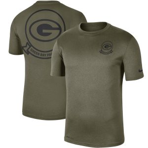 Terrific Men's Green Bay Packers  Olive 2019 Salute to Service Sideline Seal Legend Performance T Shirt perfect for game day celebrations